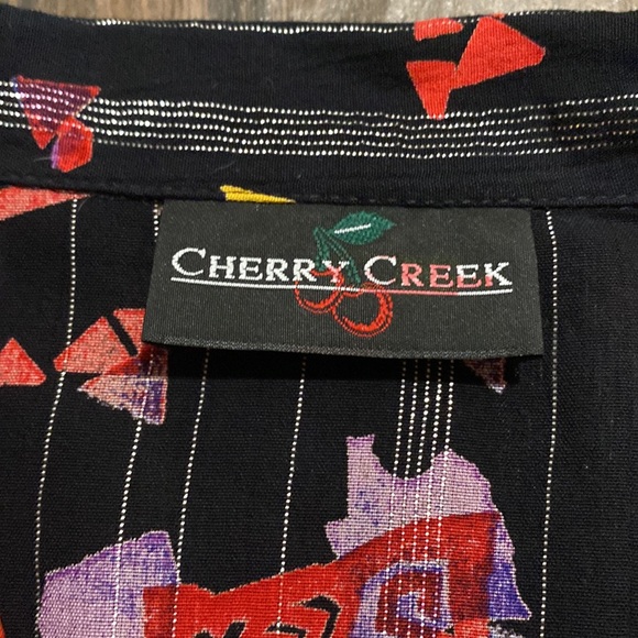 COPY - Vintage Cherry Creek button up black and red patterned blouse - Picture 5 of 10